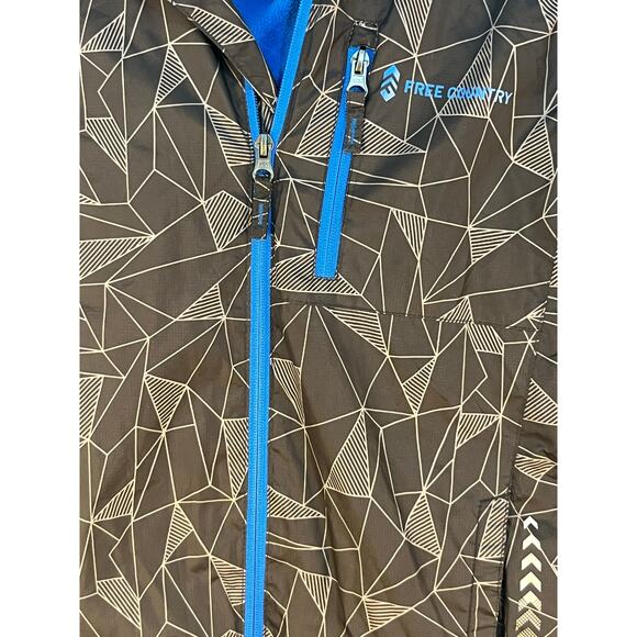 Free Country Boys Hooded Windbreaker Jacket Medium 10/12 Black Fleece Lined - Picture 2 of 6